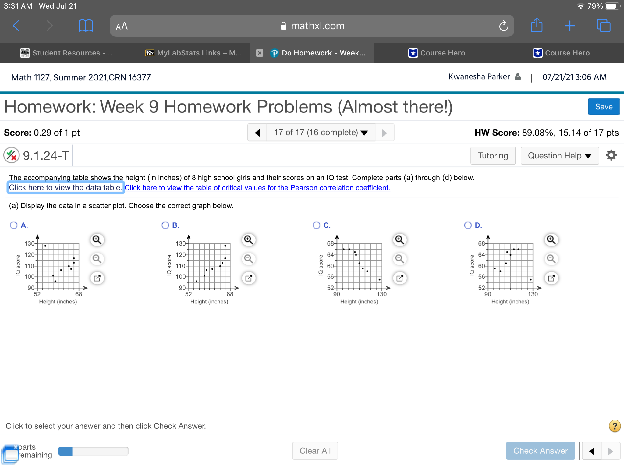+ Student Resources -... Bb MyLabStats Links - M... x P Do