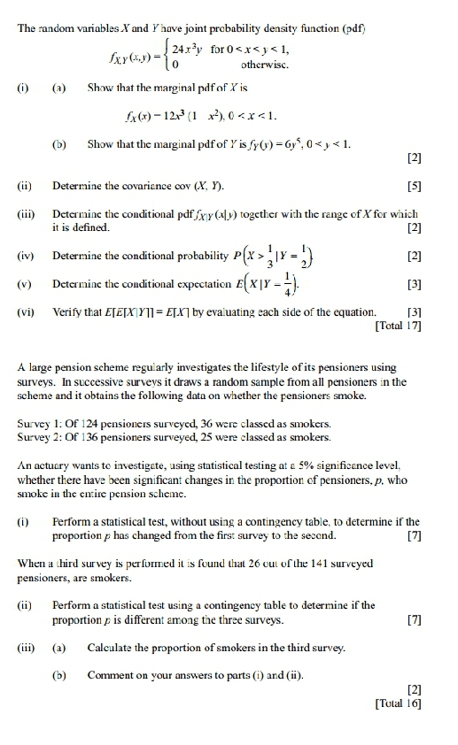 Please solve keenly The random variables.\\ and I have joint probability density