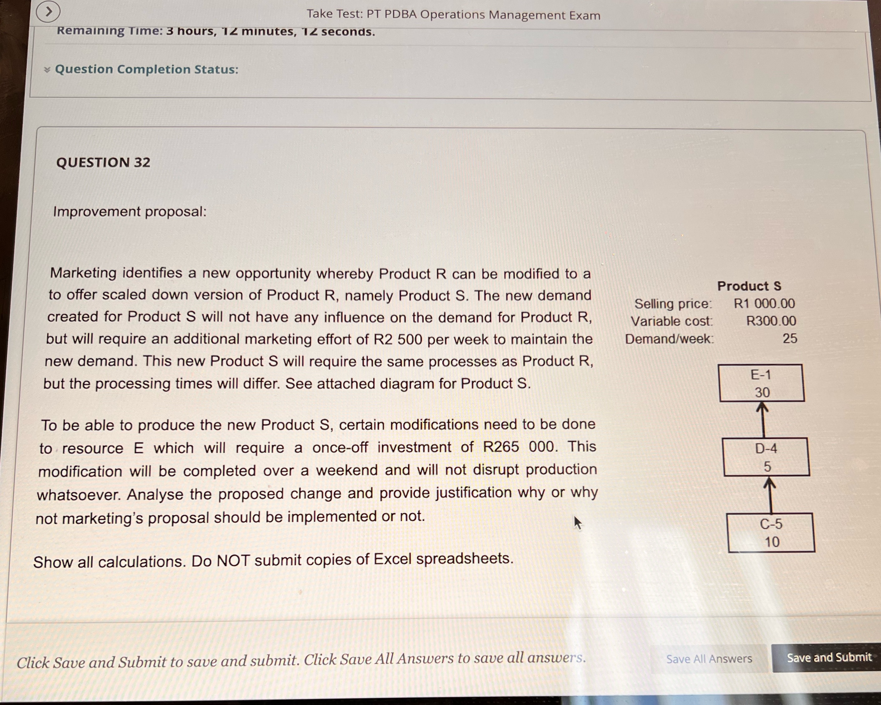 (9 Take Test: PT PDBA Operations Management Exam ' Remaining Time: