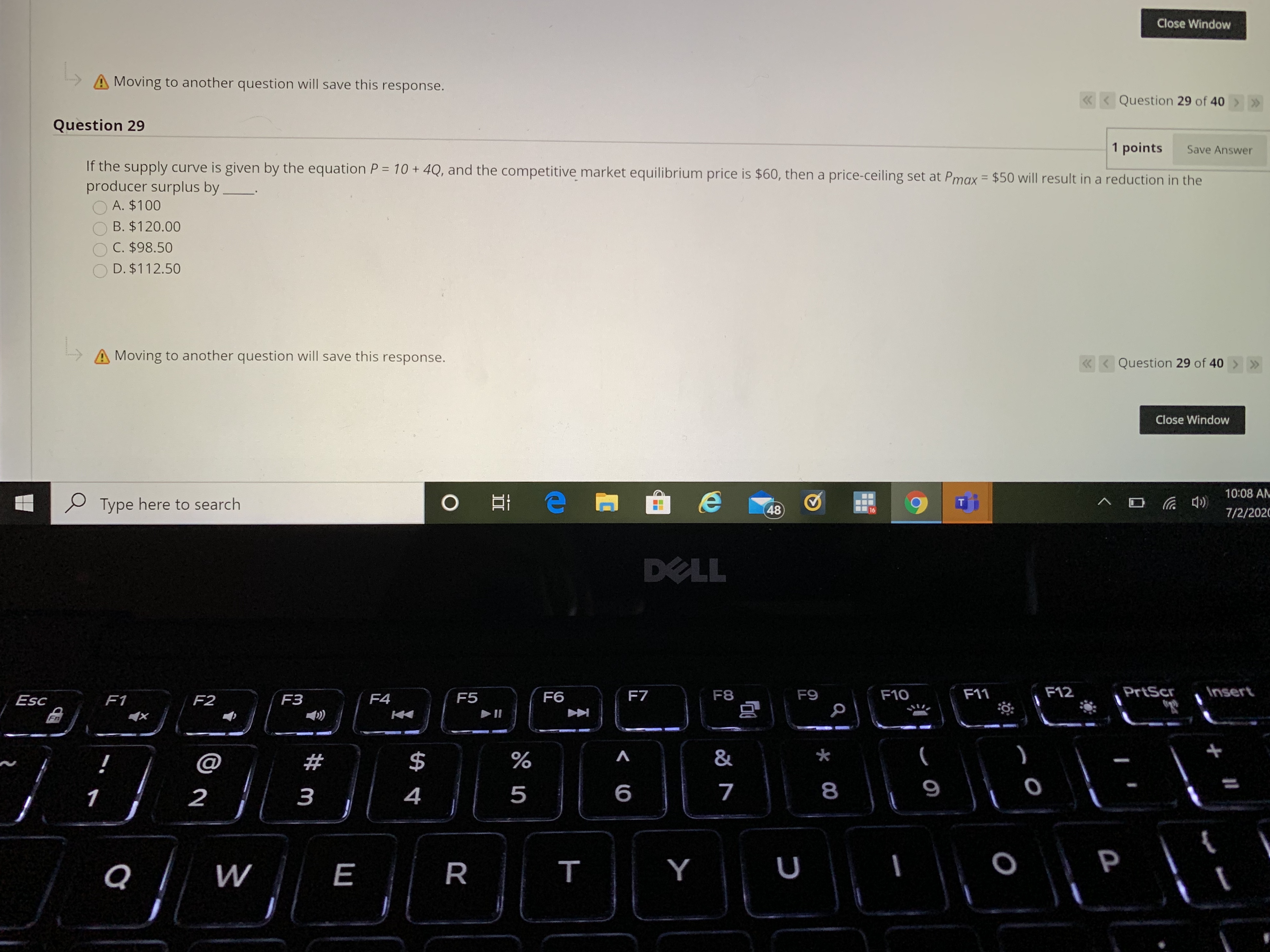 Please see the below question: Close Window -> A Moving to another