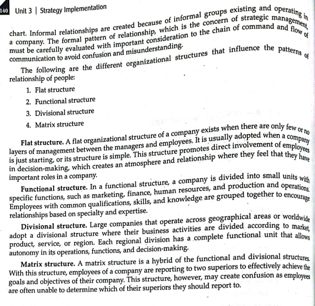 For questions 1 and 2 40 Unit 3 | Strategy Implementation chart.
