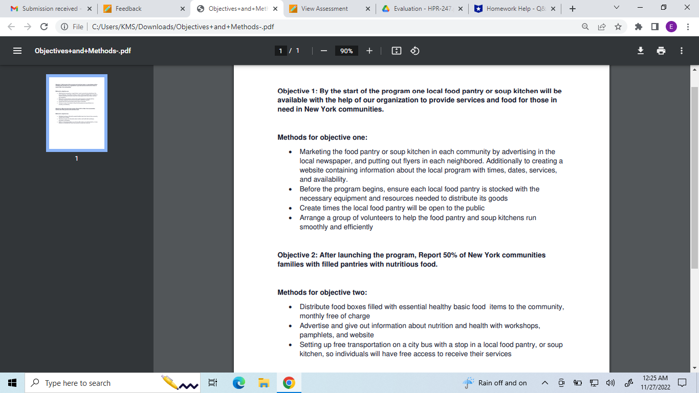 Based on the objectives that are attached below, design an evaluation for