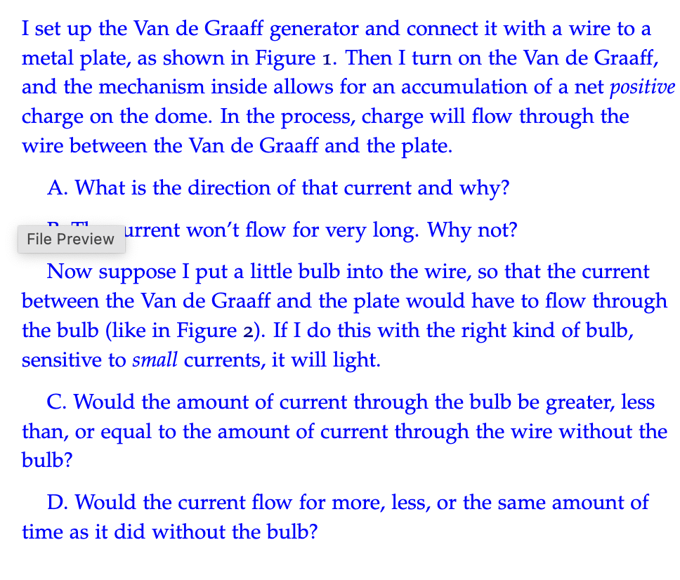 I set up the Van de Graaff generator and connect it