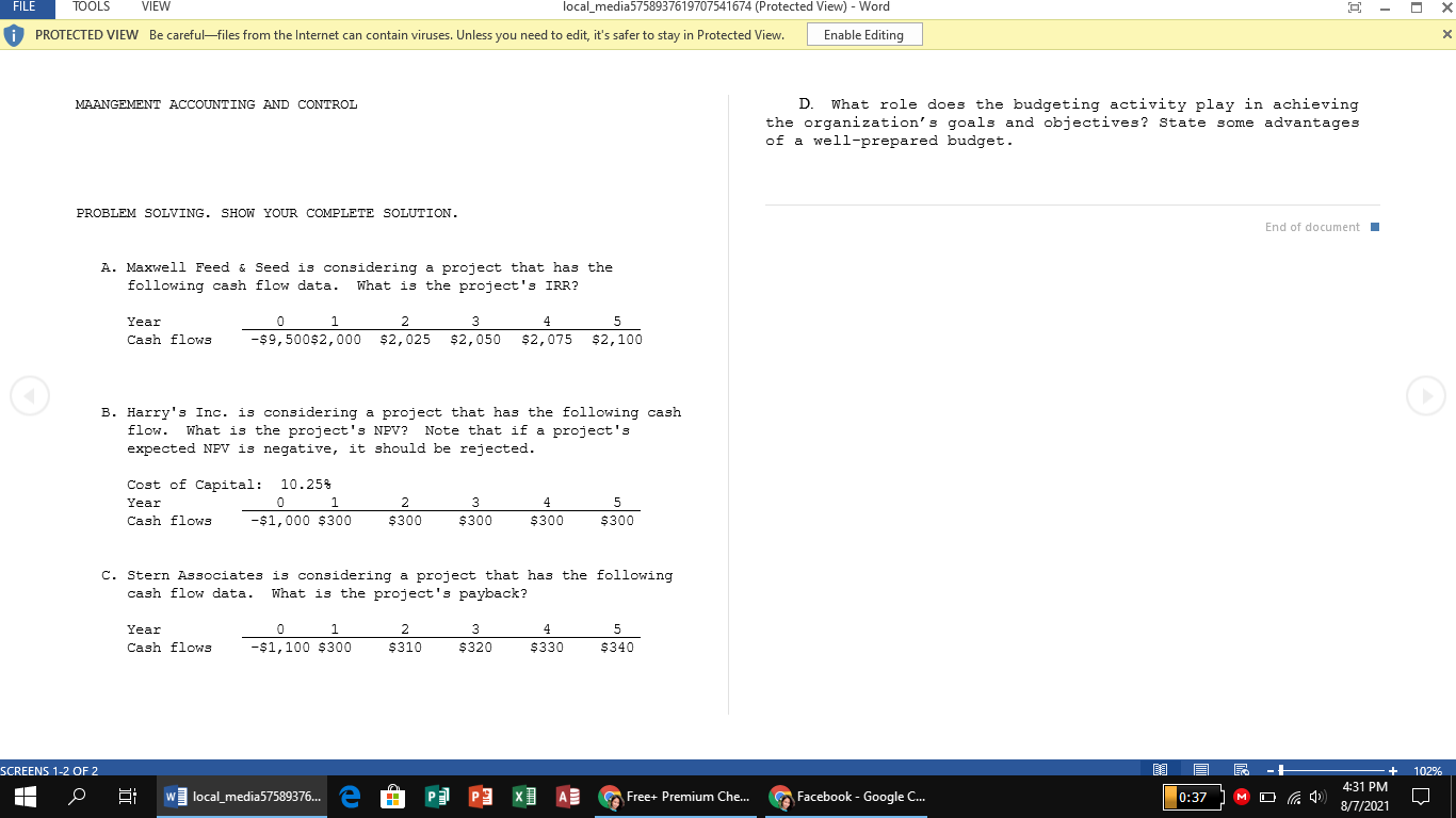 please answer FILE TOOLS VIEW local_media5 /589376197075416/4 (Protected View) - Word O