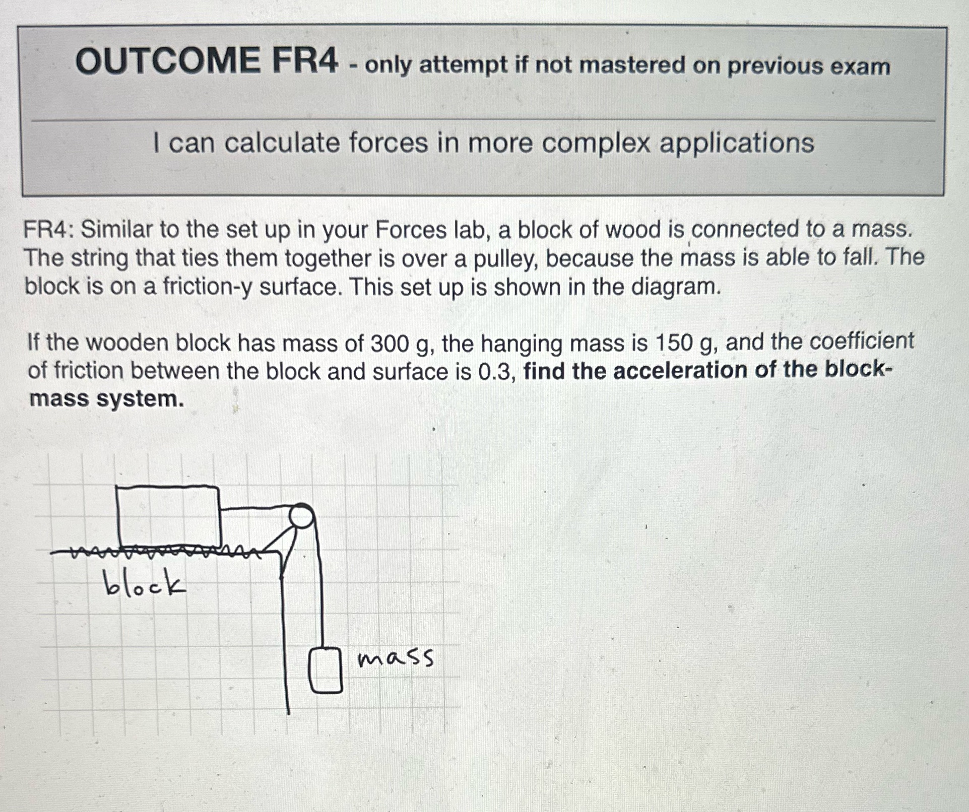 OUTCOME FR4 - only attempt it not mastered on previous exam