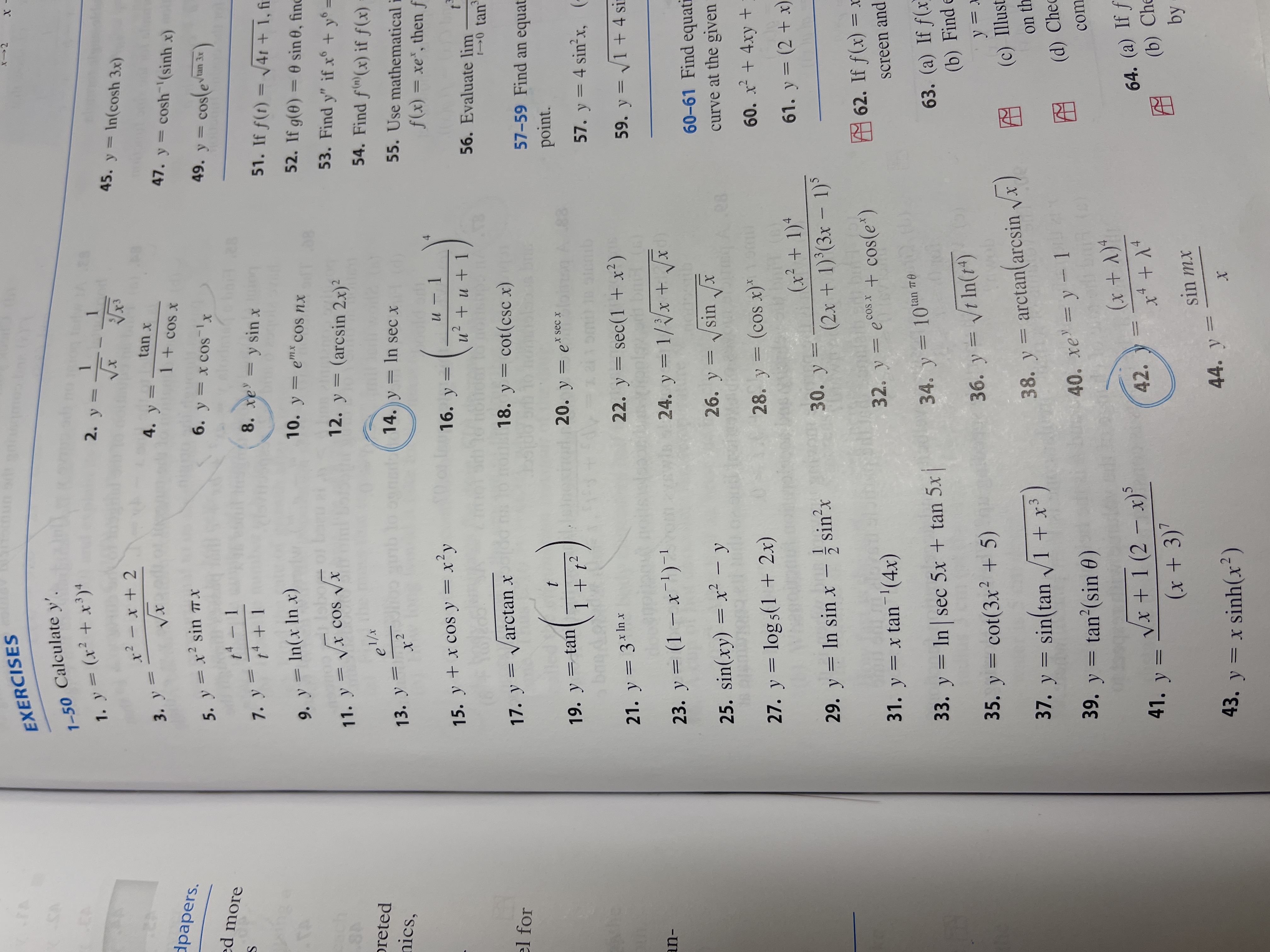 EXERCISES 1-50 Calculate y'. 1 . y = ( x 2