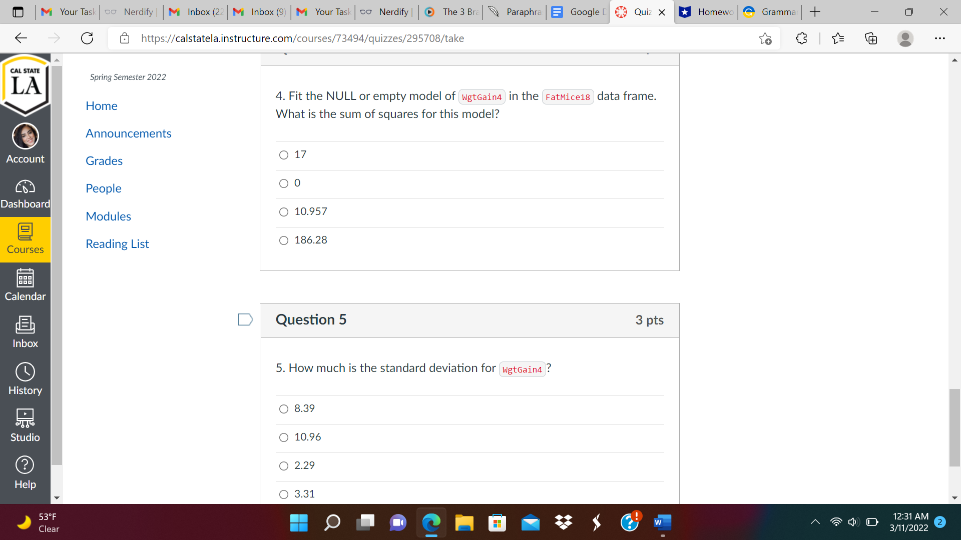 night as well). The researchers tracked the weight gained by each mouse