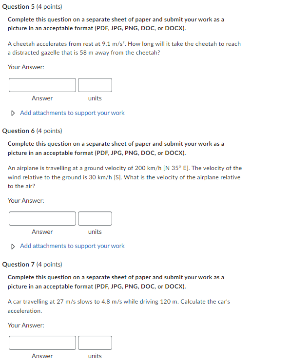  Question 5 (4 points) Complete this question on a separate sheet