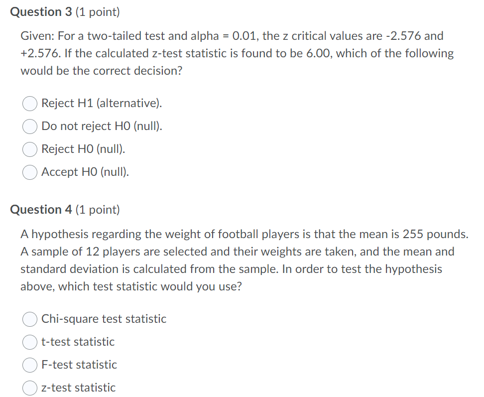 two-tailed test and alpha = 0.01, the z critical values are -2.576