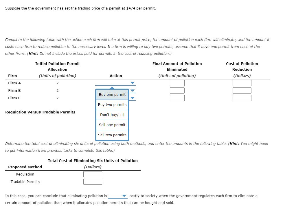 Presently, each firm creates 4 units of pollution in the area; for
