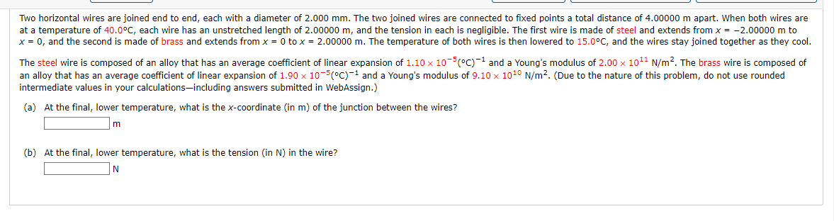  \\; Two horizontal wires are joined end to end, each with