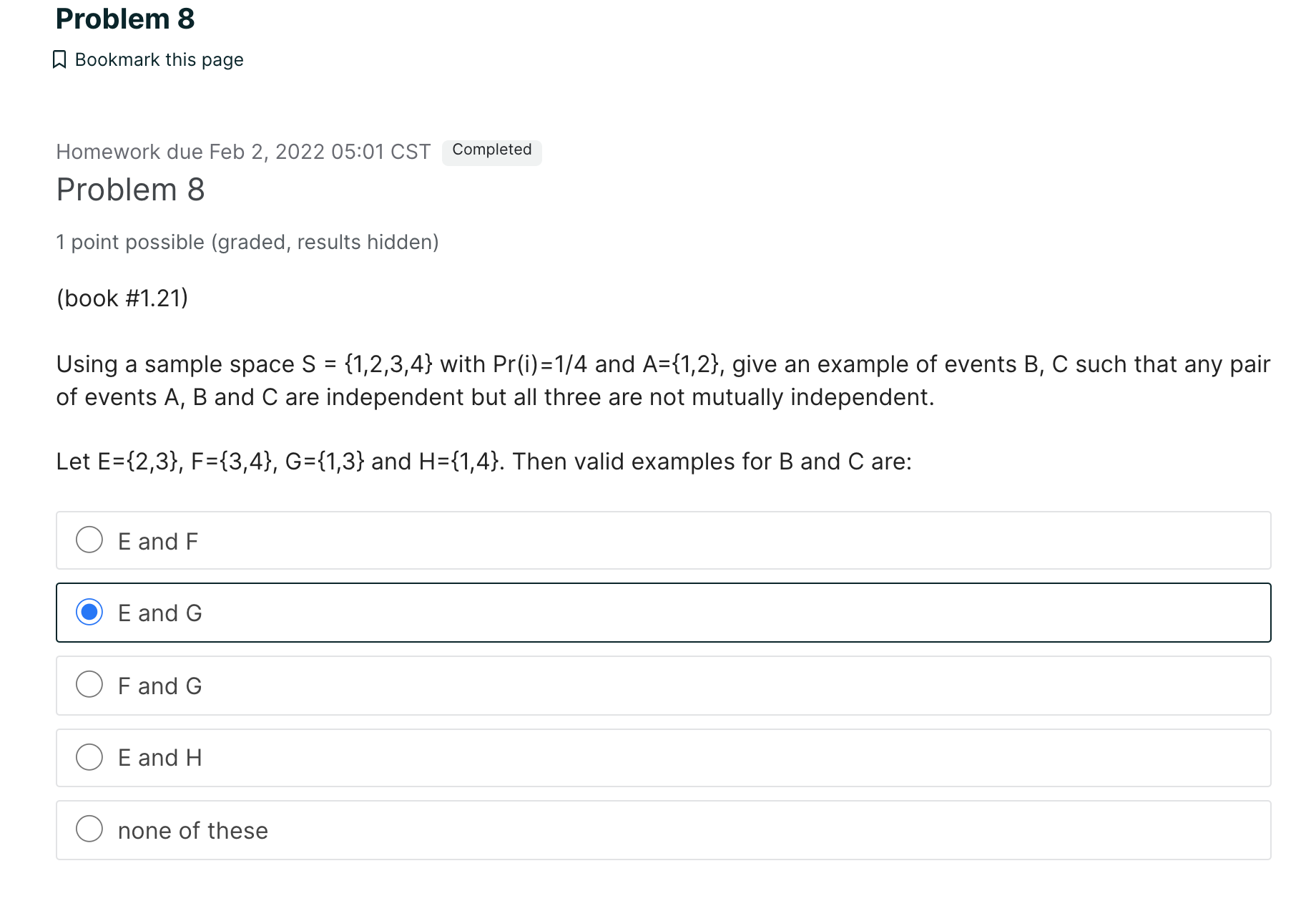 Problem 8 Bookmark this page Homework due Feb 2, 2022 05:01