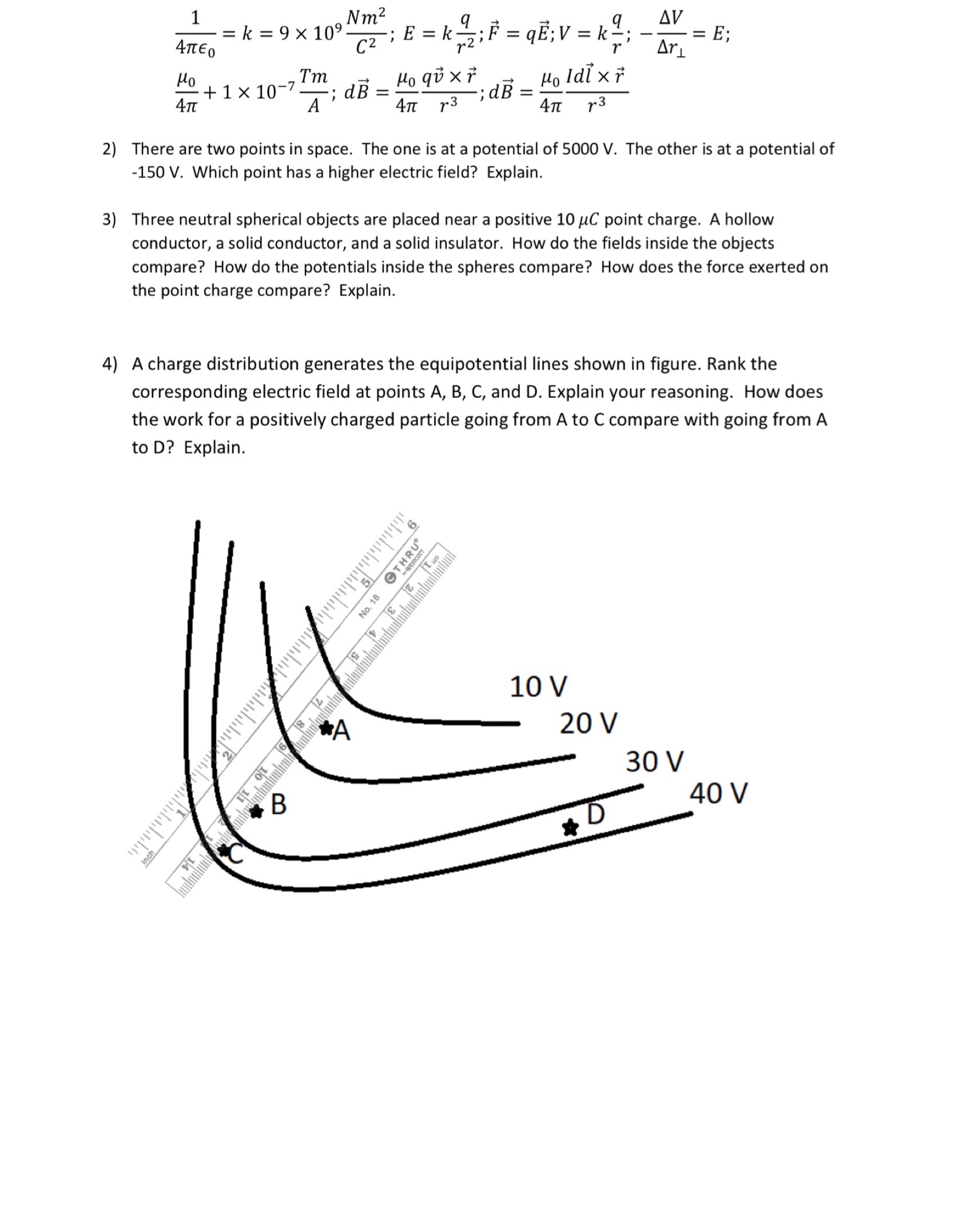  2) 3) 1 k 9 109%"2 E kg 1? EV kq
