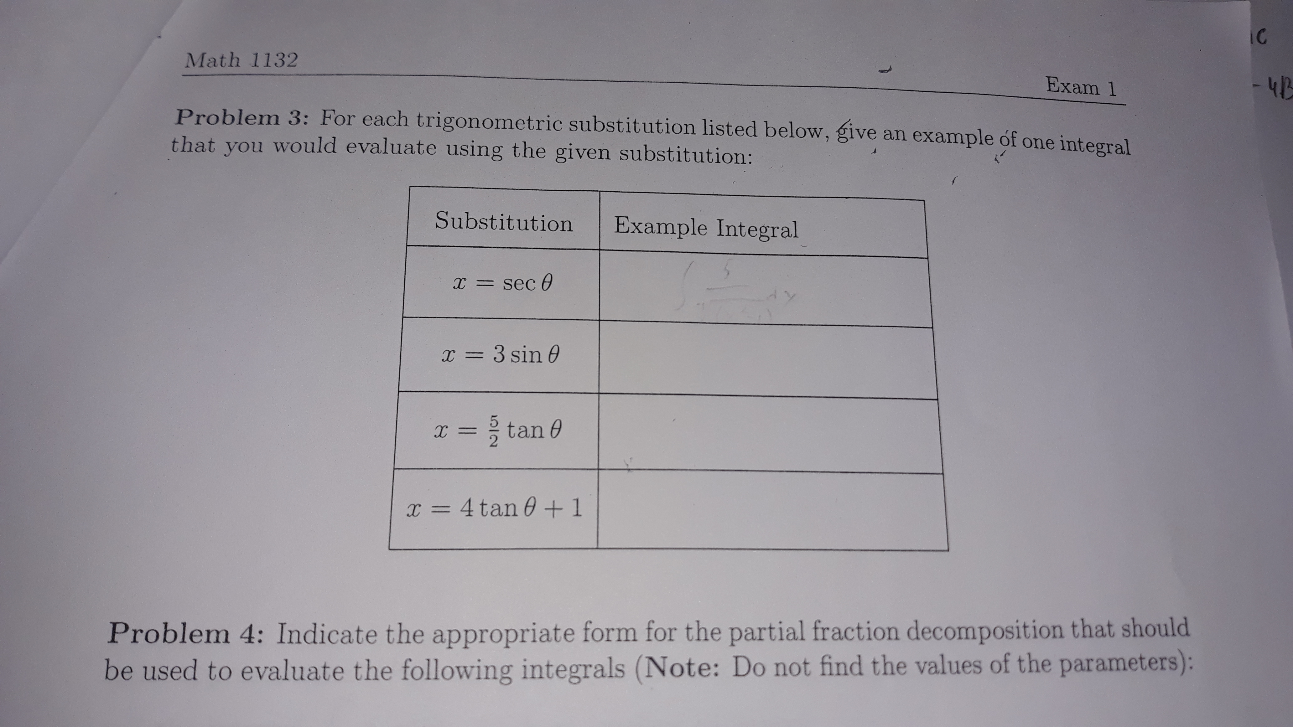 use to evaluate the following integrals: It* = >x = tang Integral