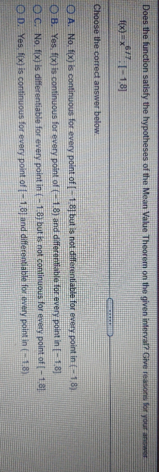 thank you, will rate. Does the function satisfy the hypotheses of the