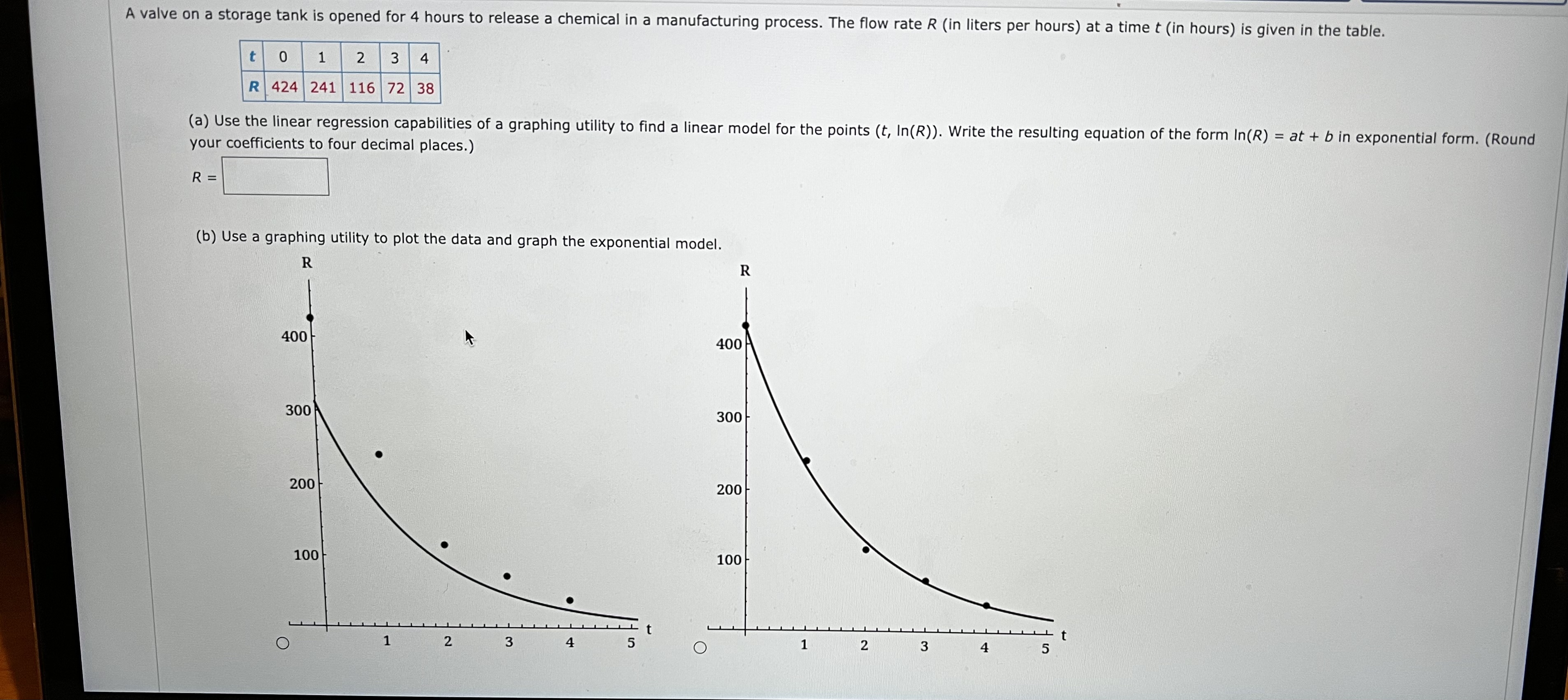  A valve on a storage tank is opened for 4 hours