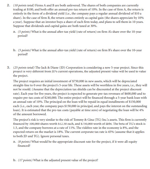  Please guide me on this question 2. (10 points total) Firms