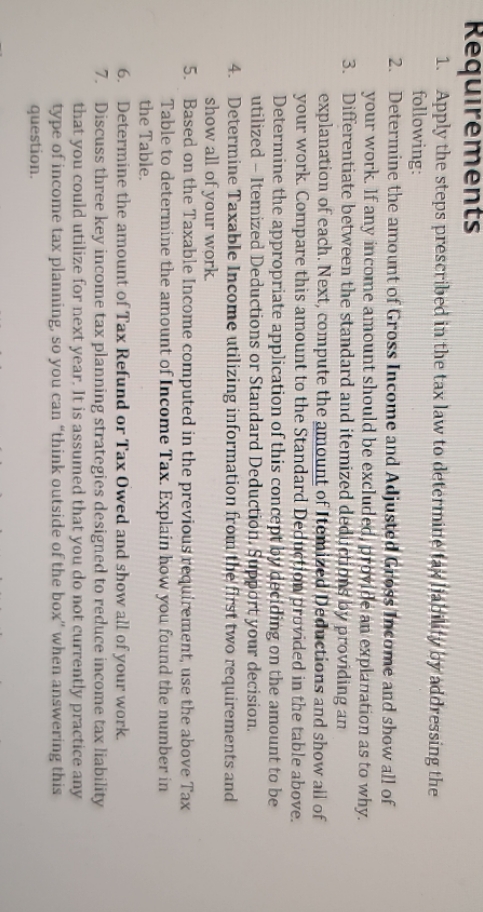 please answer the questions below. Requirements 1. Apply the steps prescribed in