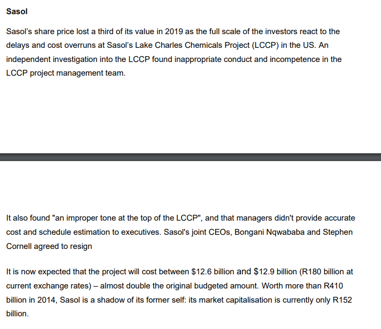 and answer the questions that follow: The biggest South African business scandals