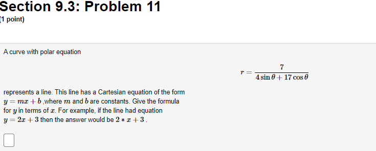 the form r = f() for the curve represented by the Cartesian