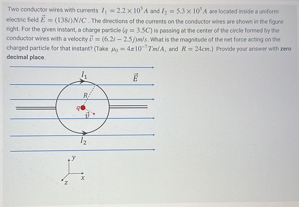 Phys!! Two conductor wires with currents I1 = 2.2 X 10 A