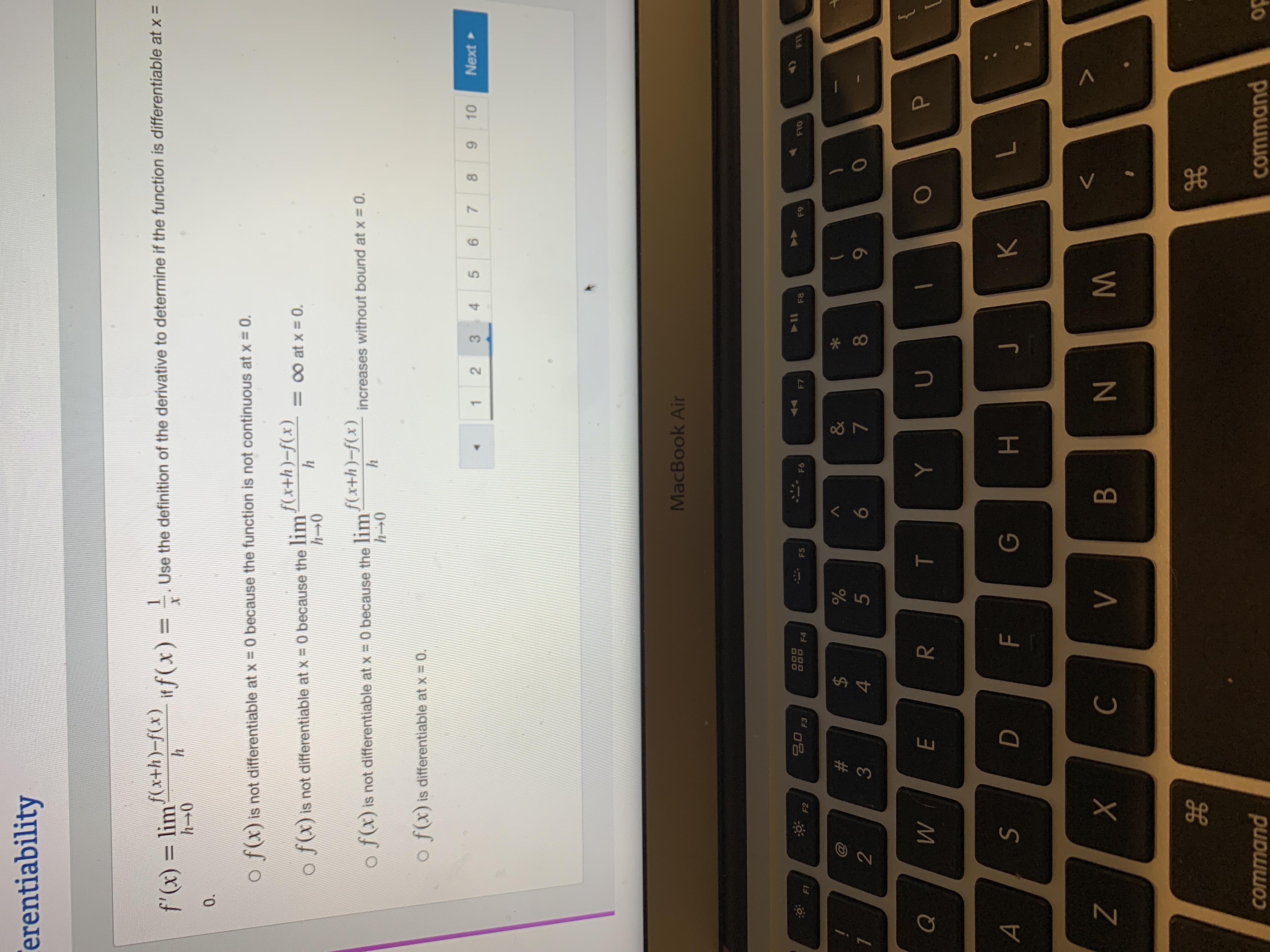  erentiability f' (x) = lim (ath) f(x) itf (x) = .