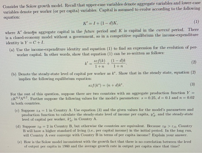 is the per capita production function? Hint: Divide the aggregate production function