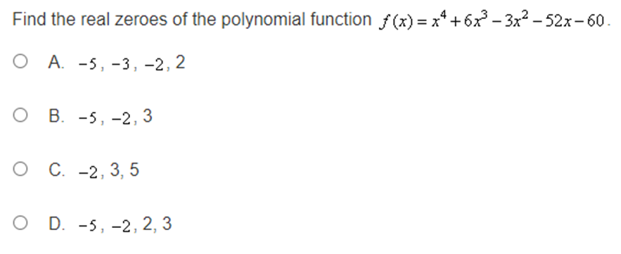 5 and the leading coefficient is 4.Select the function whose end behavior