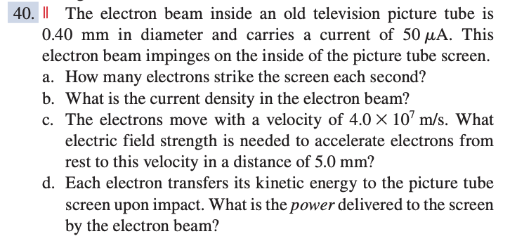 is the electric field inside the wire? b. What is the current