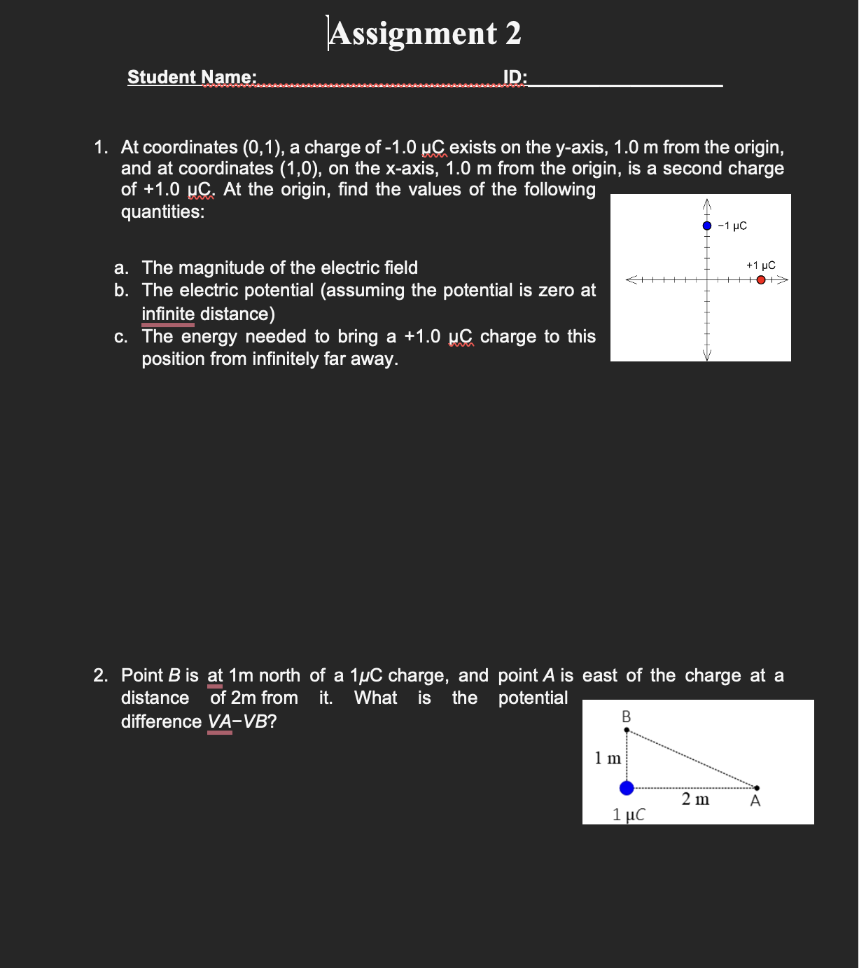  |Assignment 2 Student Name: ... ... . ] 1. At coordinates