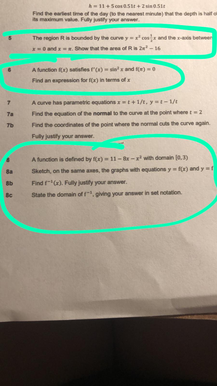  h = 11 + 5 cos 0.51t + 2 sin 0.51t
