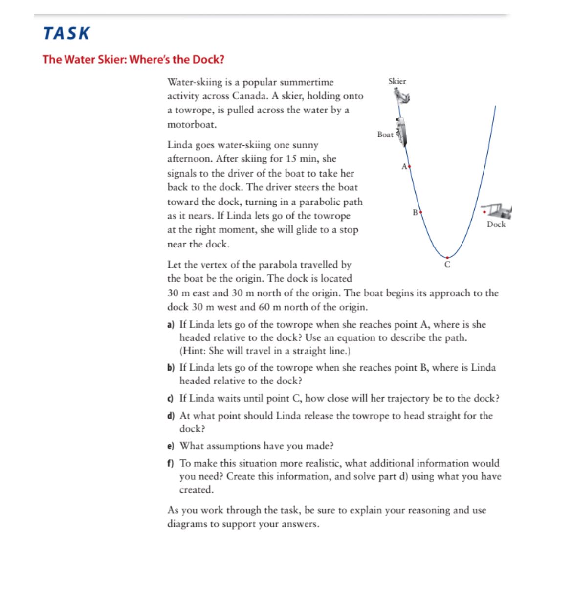 Can you plz help me answer these questions TASK The Water Skier: