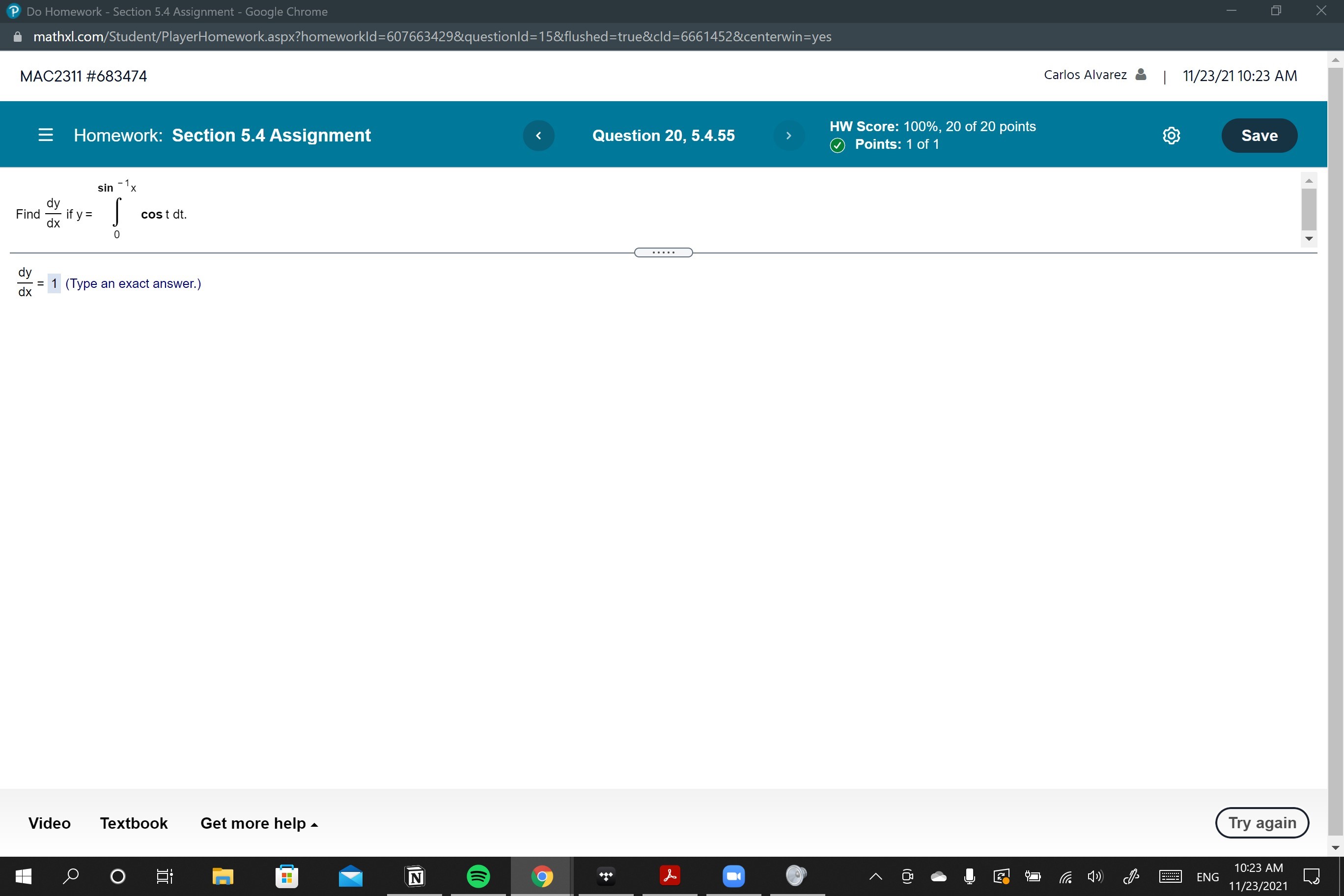  P Do Homework - Section 5.4 Assignment - Google Chrome mathxl.com/Student/PlayerHomework.aspx?homeworkld=607663429&questionld=15&flushed=true&cld=6661452&centerwin=yes