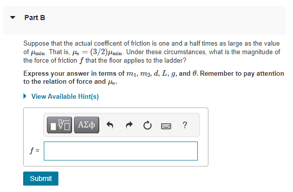 terms of my, m2, d, L, g, and 0. Remember to pay