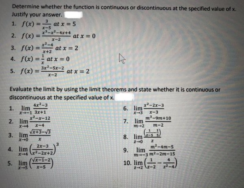 Show your organized solution and readable writing pls Determine whether the function