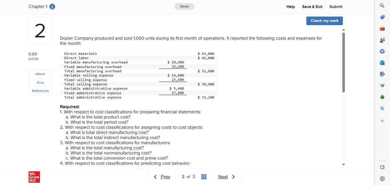  Chapter 1 i Saved Help Save & Exit Submit Q Check