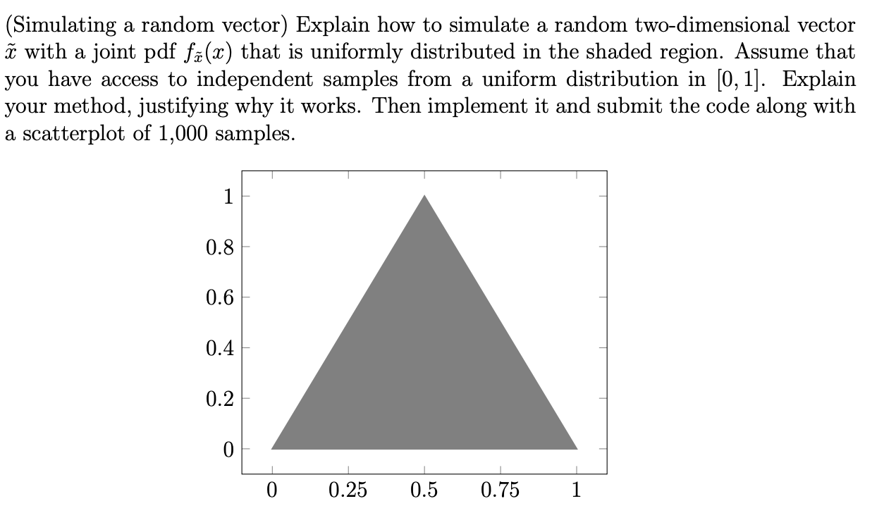  (Simulating a random vector) Explain how to simulate a random twodimensional
