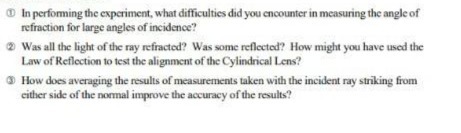  (D In performing the experiment, what difficulties did you encounter in