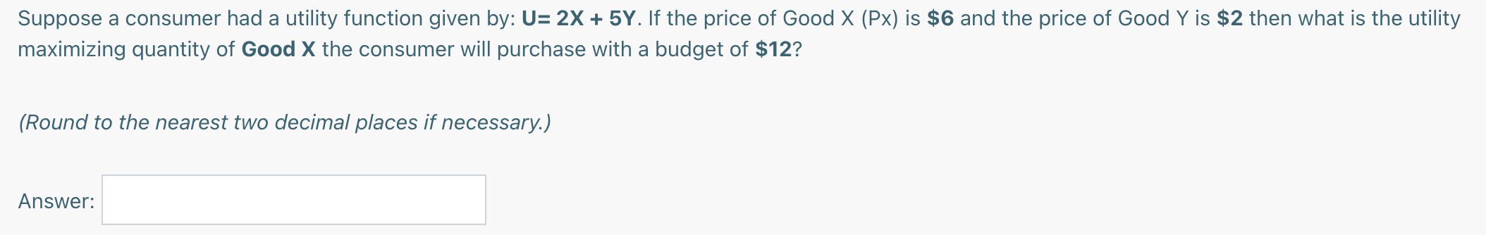 XSY 1 . Calculate this individual's Marginal Rate of Substitution (MRSxy) when