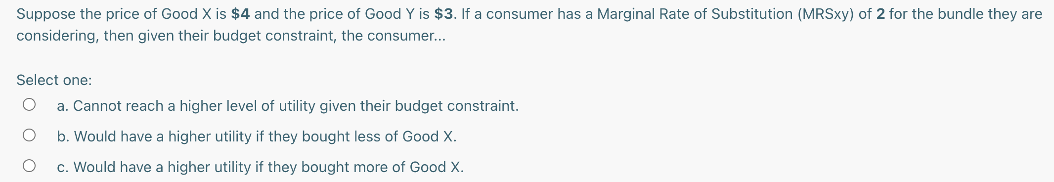 units of Good Y. (Round to the nearest decimal place if necessary.)