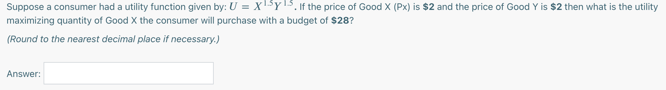 the price of Good Y is $2 then what is the utility