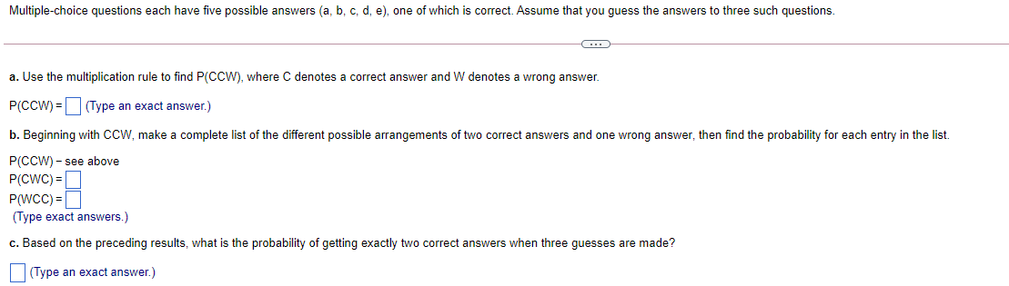 Multiple-choice questions each have five possible answers (a, b, c, d,
