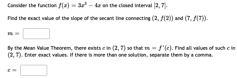 Consider the function rs) = 32:3 4:: on the closed interval