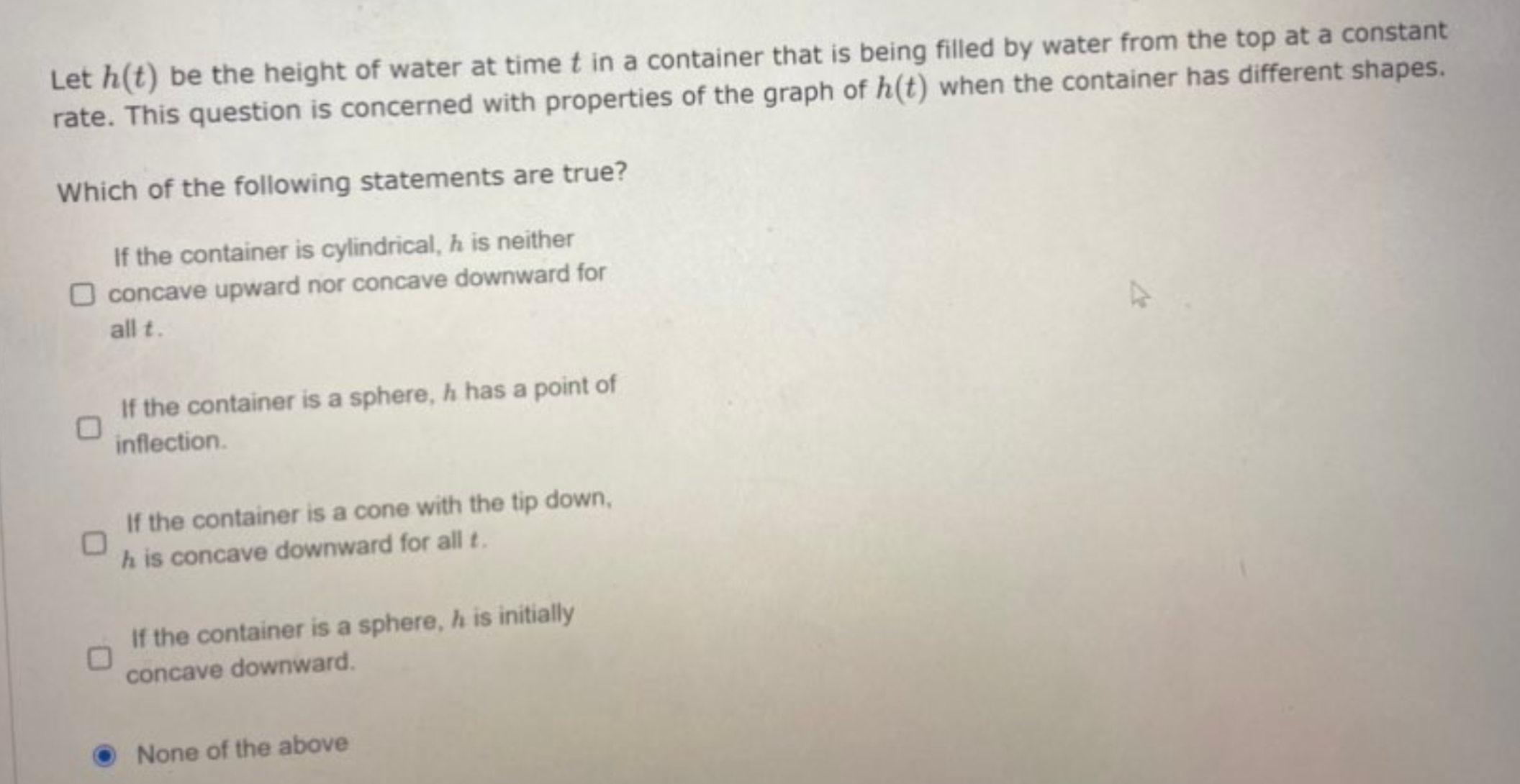Can you please answer this question and include explanation: Let h(t) be