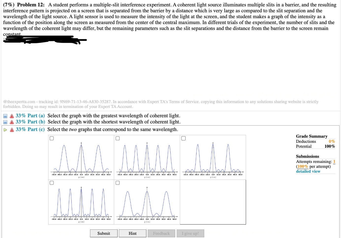 interference pattern is projected on a screen that is separated from the