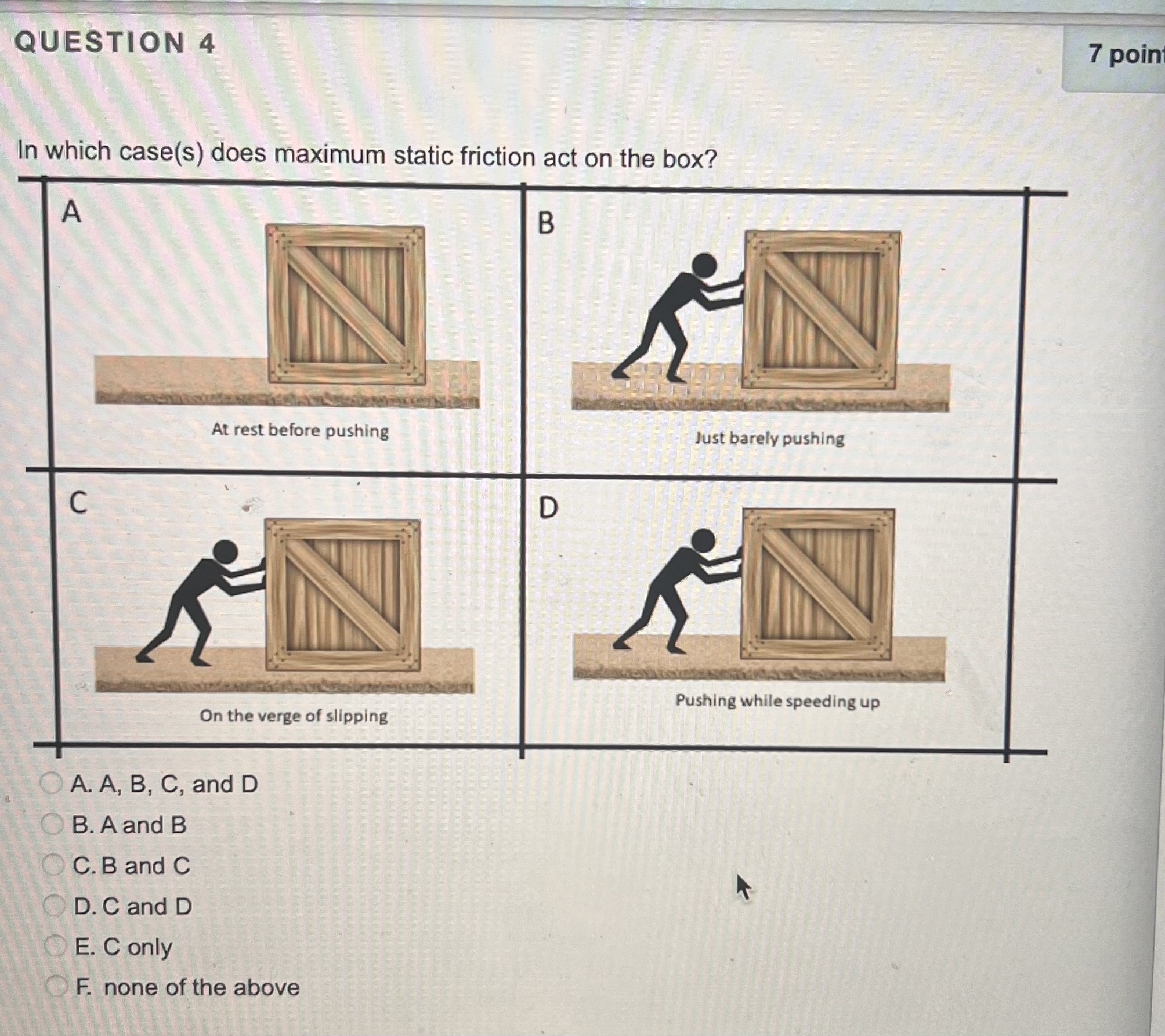 What is the coefficient of static frction between the object and the