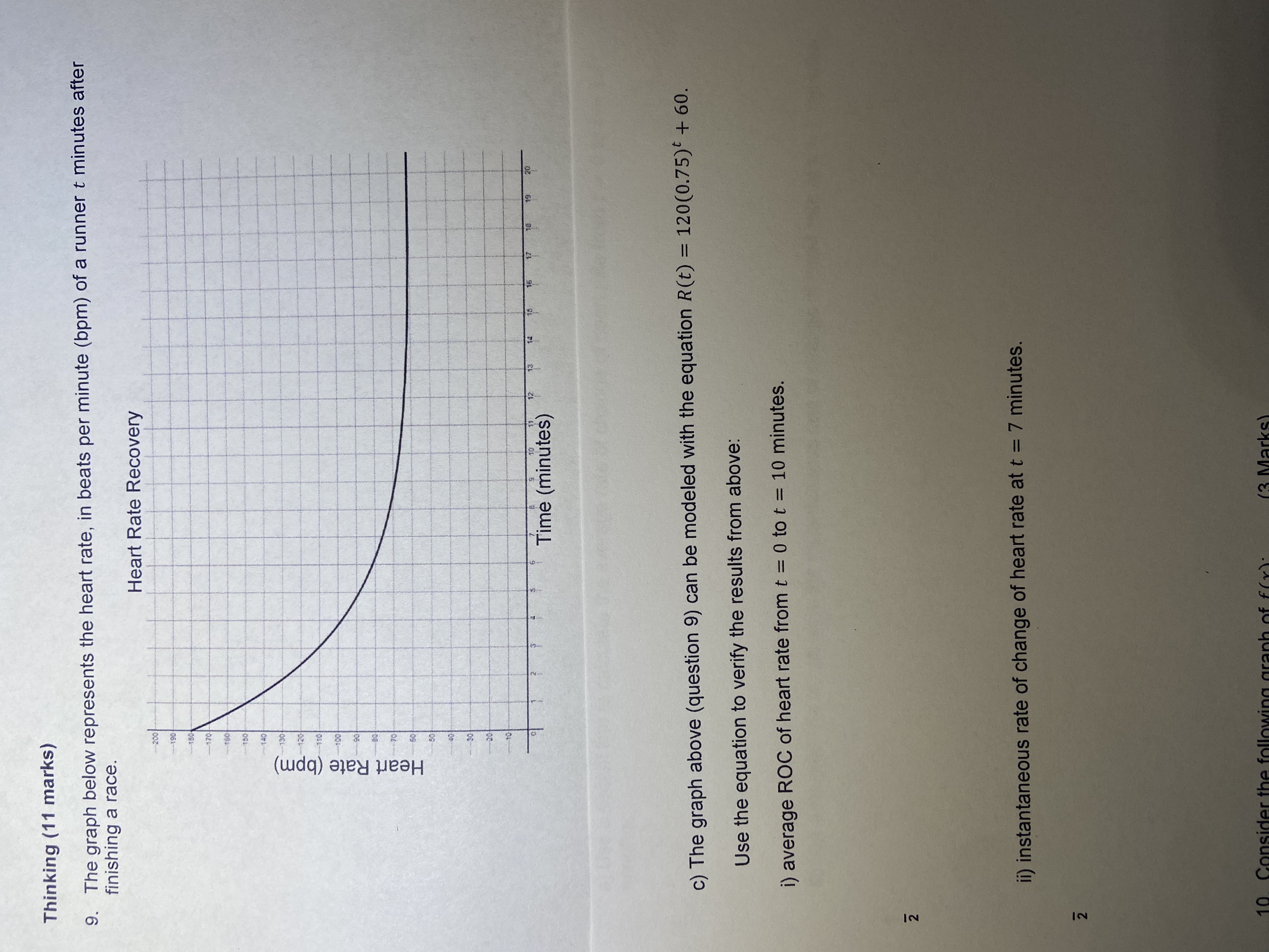 I need the step Thinking (11 marks) 9. The graph below represents