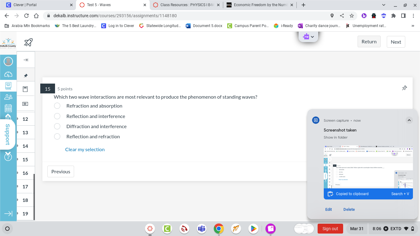C Clever | Portal X Test 5 - Waves X Class