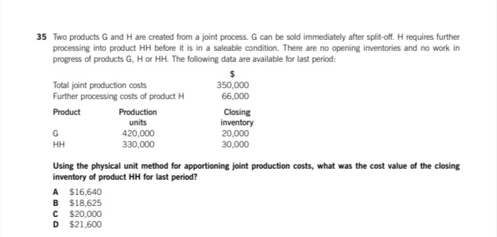 Help me solve this question 35 Two products G and H