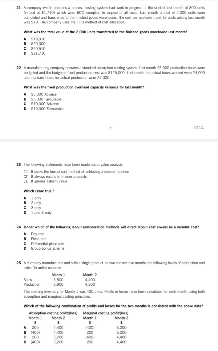 a saleable condition. There are no opening inventories and no work in